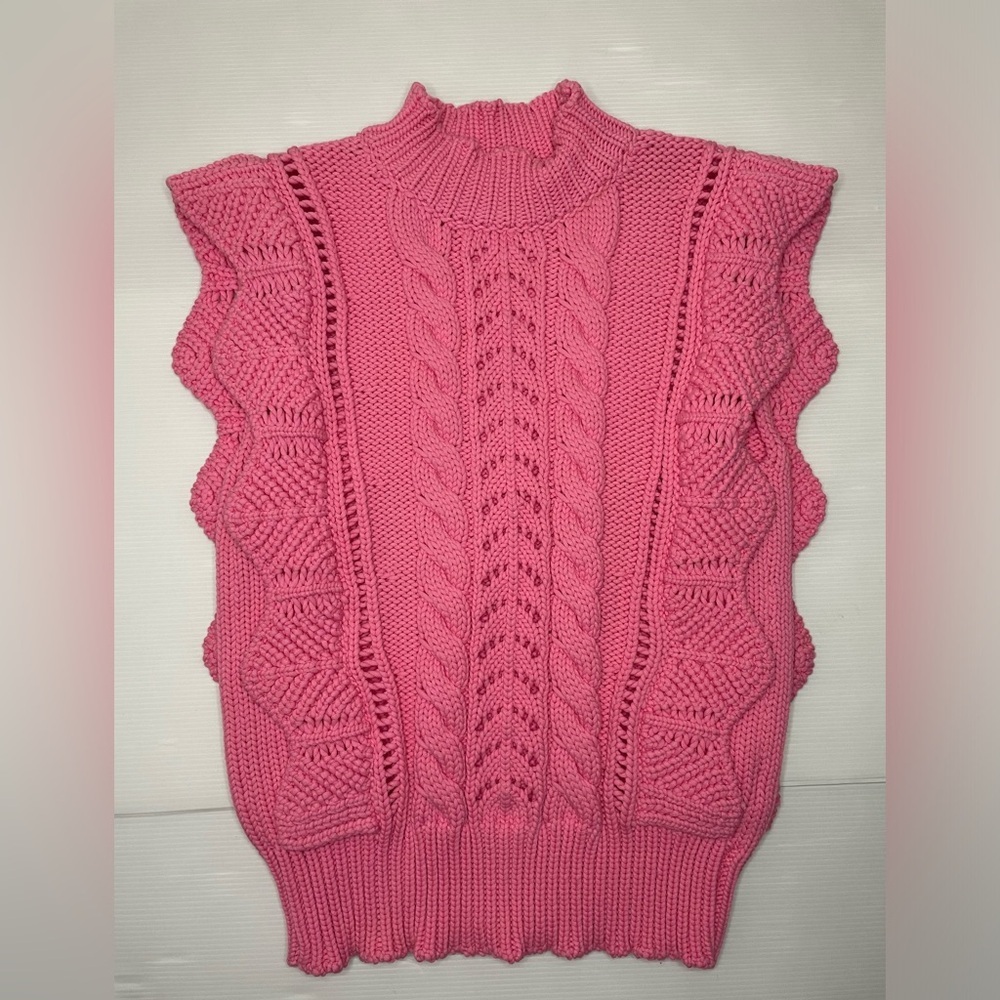 Essentiel Antwerp Campinas Pink Sweater Vest Chunky Knit Size M